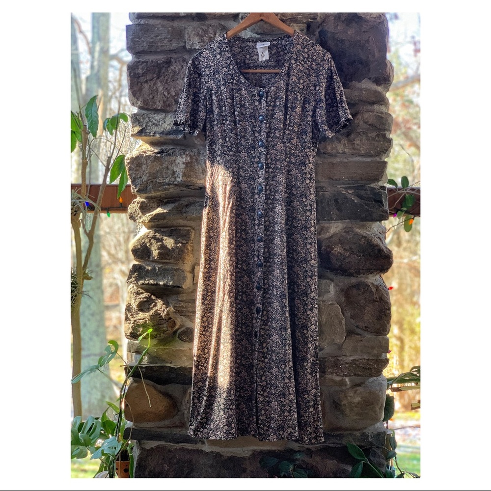 Vintage 90s Weathervane Floral Button-down Dress